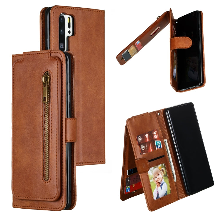 For Huawei P30 Pro Nine Card Zipper Bag Horizontal Flip Leather Case With Holder & Card Slots & Frame