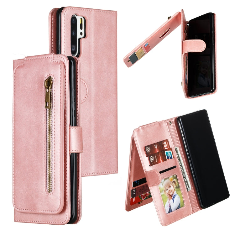 For Huawei P30 Pro Nine Card Zipper Bag Horizontal Flip Leather Case With Holder & Card Slots & Frame