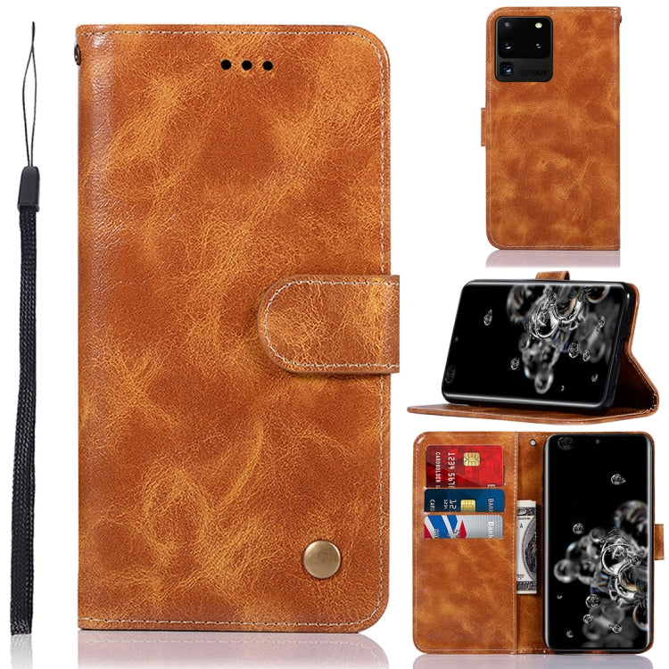 For Galaxy S20 Ultra Retro Texture Magnetic Horizontal Flip Leather Case with Holder & Card Slots & Wallet
