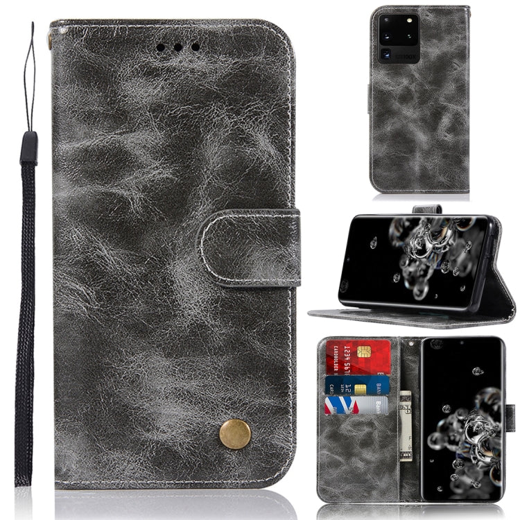 For Galaxy S20 Ultra Retro Texture Magnetic Horizontal Flip Leather Case with Holder & Card Slots & Wallet