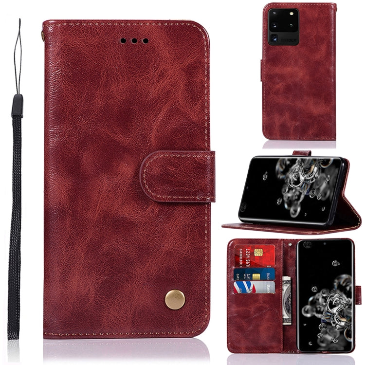 For Galaxy S20 Ultra Retro Texture Magnetic Horizontal Flip Leather Case with Holder & Card Slots & Wallet