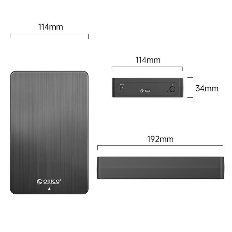 ORICO HM35C3 3.5 inch USB3.1 Gen1 Type-C Hard Drive Enclosure, Plug:UK Plug(Black)