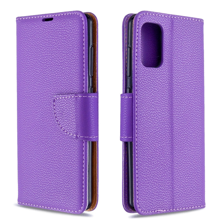 For Galaxy A41 Pure Color Horizontal Flip PU Leather Case with Holder & Card Slots & Wallet & Lanyard