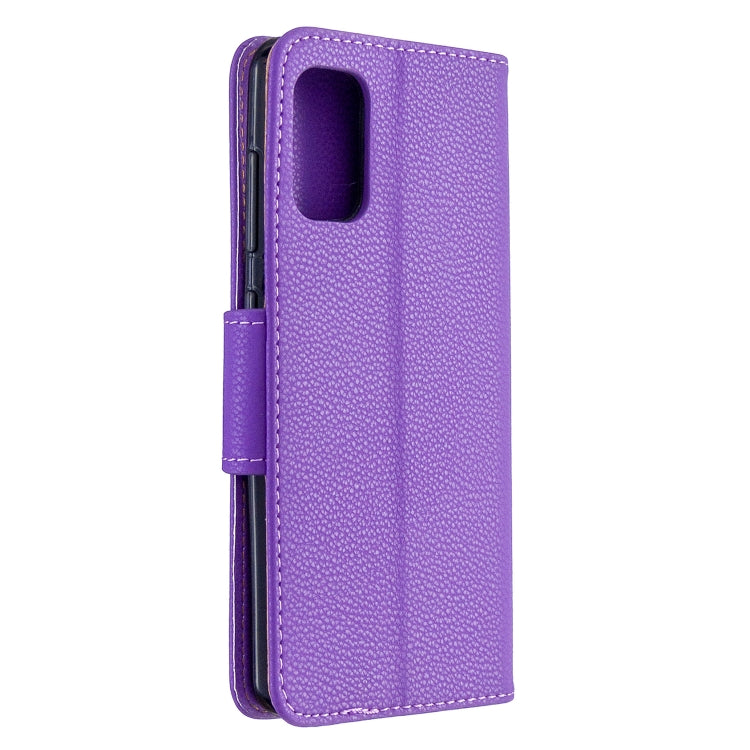 For Galaxy A41 Pure Color Horizontal Flip PU Leather Case with Holder & Card Slots & Wallet & Lanyard
