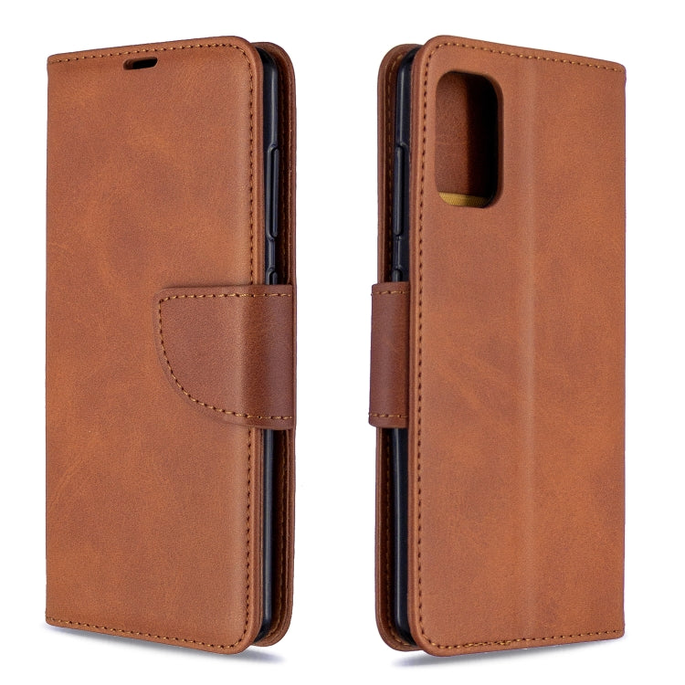 For Galaxy A41 Retro Lambskin Texture Pure Color Horizontal Flip PU Leather Case with Holder & Card Slots & Wallet & Lanyard