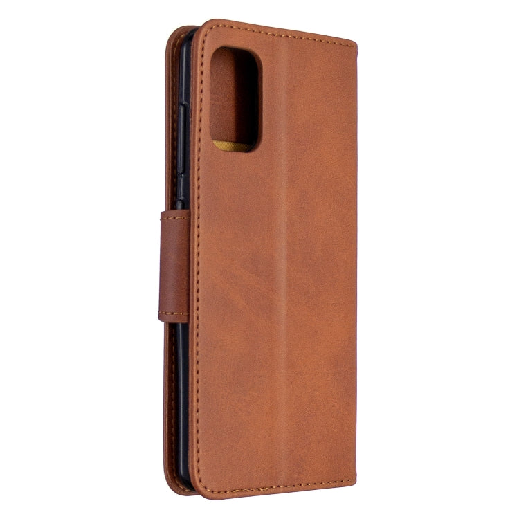 For Galaxy A41 Retro Lambskin Texture Pure Color Horizontal Flip PU Leather Case with Holder & Card Slots & Wallet & Lanyard