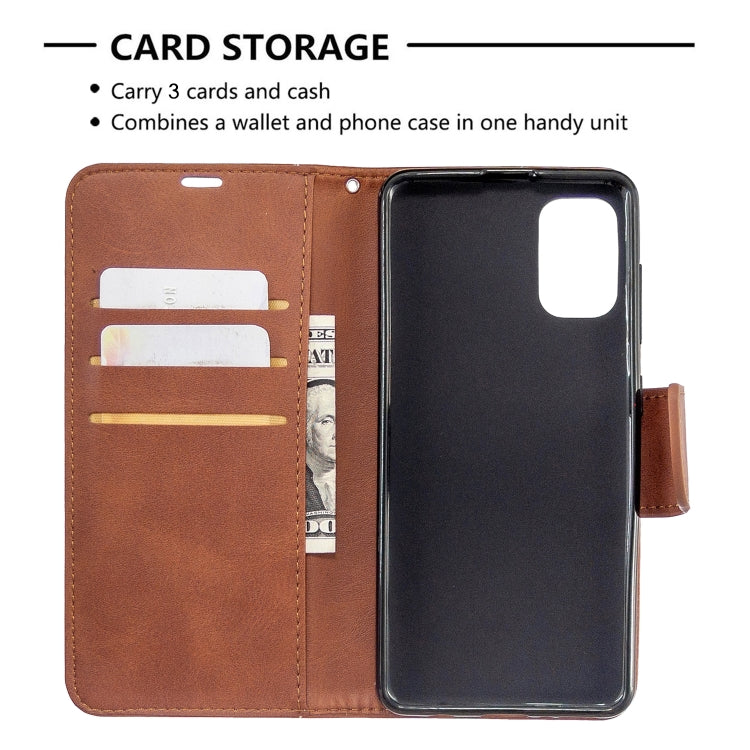 For Galaxy A41 Retro Lambskin Texture Pure Color Horizontal Flip PU Leather Case with Holder & Card Slots & Wallet & Lanyard