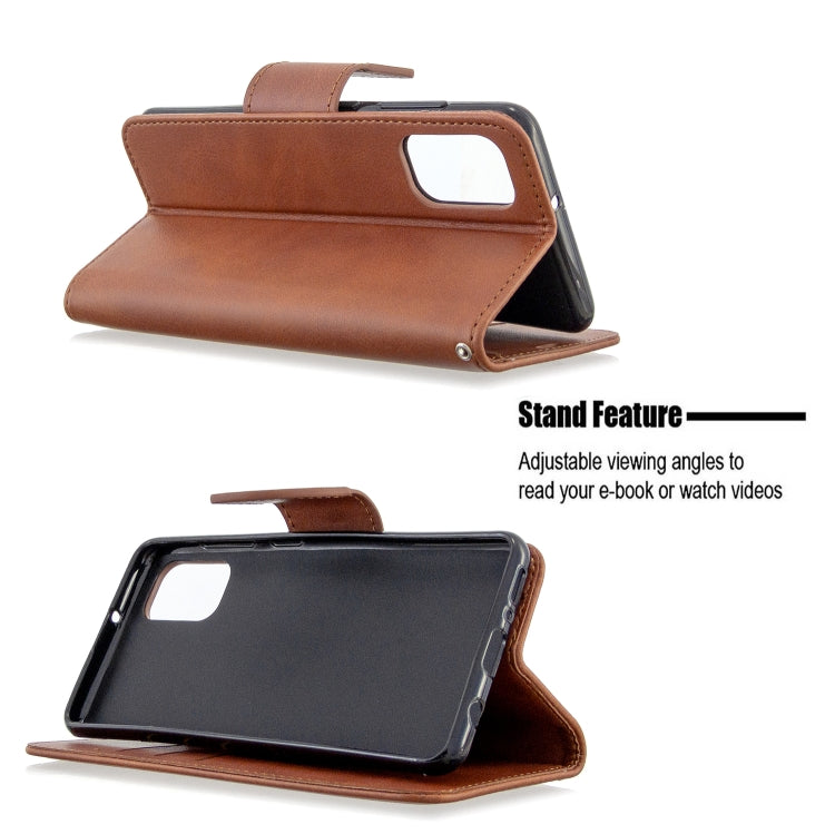 For Galaxy A41 Retro Lambskin Texture Pure Color Horizontal Flip PU Leather Case with Holder & Card Slots & Wallet & Lanyard