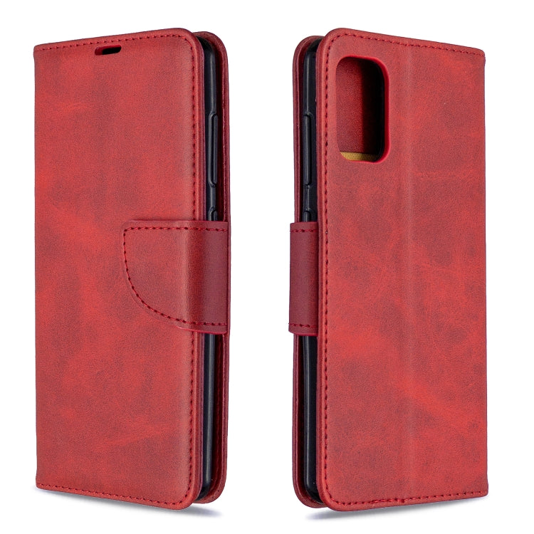 For Galaxy A41 Retro Lambskin Texture Pure Color Horizontal Flip PU Leather Case with Holder & Card Slots & Wallet & Lanyard