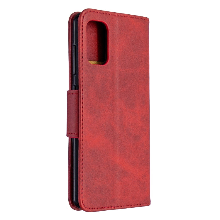 For Galaxy A41 Retro Lambskin Texture Pure Color Horizontal Flip PU Leather Case with Holder & Card Slots & Wallet & Lanyard