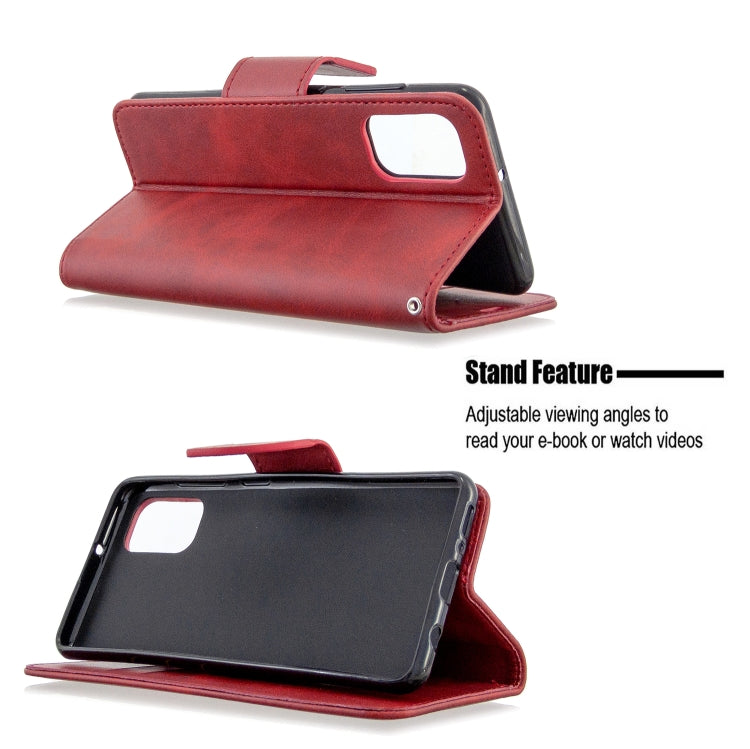 For Galaxy A41 Retro Lambskin Texture Pure Color Horizontal Flip PU Leather Case with Holder & Card Slots & Wallet & Lanyard
