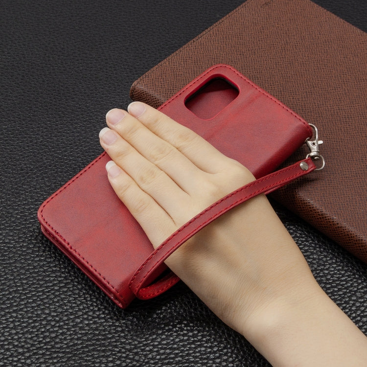 For Galaxy A41 Retro Lambskin Texture Pure Color Horizontal Flip PU Leather Case with Holder & Card Slots & Wallet & Lanyard