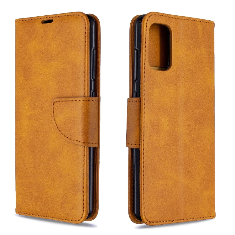 For Galaxy A41 Retro Lambskin Texture Pure Color Horizontal Flip PU Leather Case with Holder & Card Slots & Wallet & Lanyard