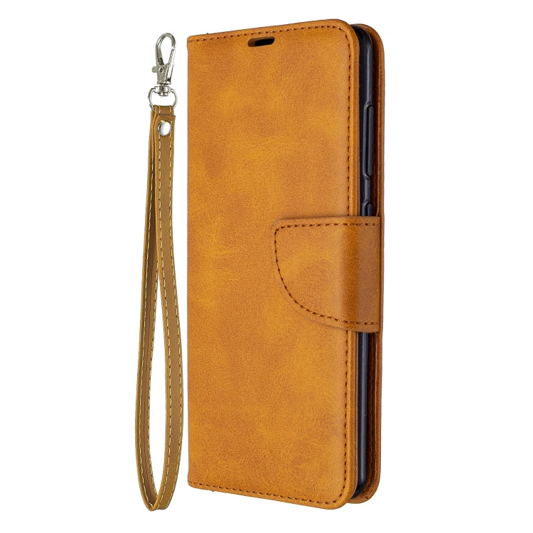 For Galaxy A41 Retro Lambskin Texture Pure Color Horizontal Flip PU Leather Case with Holder & Card Slots & Wallet & Lanyard