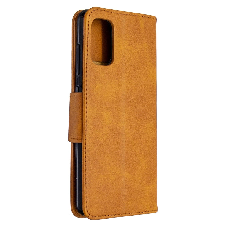 For Galaxy A41 Retro Lambskin Texture Pure Color Horizontal Flip PU Leather Case with Holder & Card Slots & Wallet & Lanyard