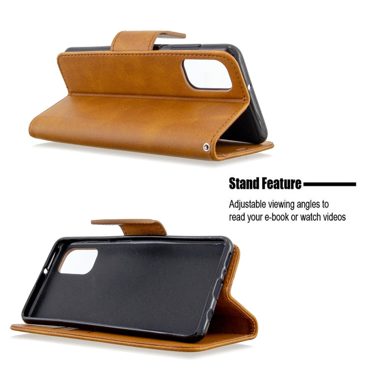 For Galaxy A41 Retro Lambskin Texture Pure Color Horizontal Flip PU Leather Case with Holder & Card Slots & Wallet & Lanyard