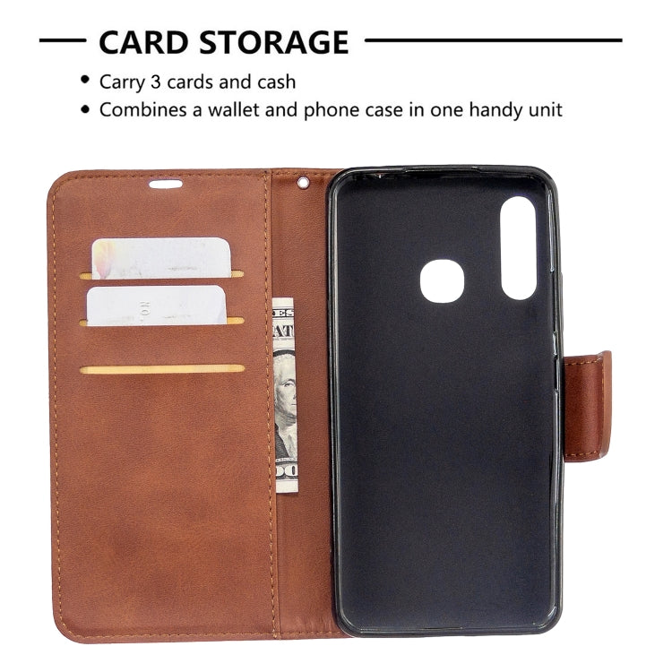 For Galaxy A70e Retro Lambskin Texture Pure Color Horizontal Flip PU Leather Case with Holder & Card Slots & Wallet & Lanyard