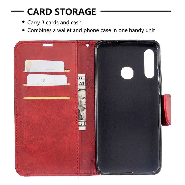 For Galaxy A70e Retro Lambskin Texture Pure Color Horizontal Flip PU Leather Case with Holder & Card Slots & Wallet & Lanyard
