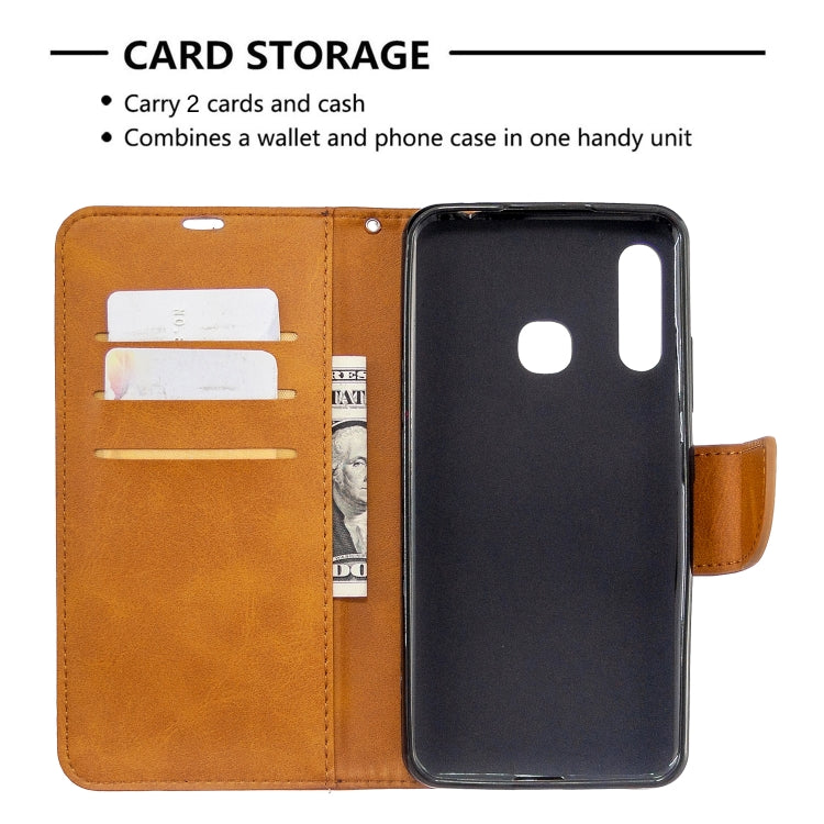 For Galaxy A70e Retro Lambskin Texture Pure Color Horizontal Flip PU Leather Case with Holder & Card Slots & Wallet & Lanyard