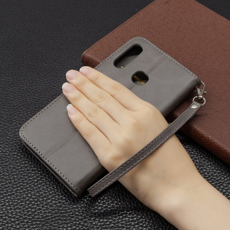 For Galaxy A70e Retro Lambskin Texture Pure Color Horizontal Flip PU Leather Case with Holder & Card Slots & Wallet & Lanyard
