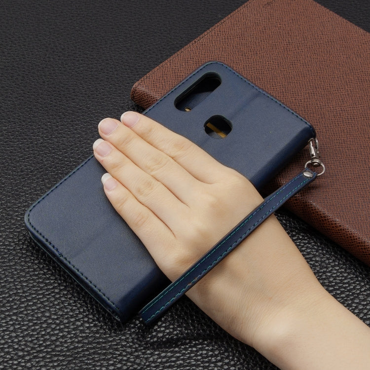 For Galaxy A70e Retro Lambskin Texture Pure Color Horizontal Flip PU Leather Case with Holder & Card Slots & Wallet & Lanyard
