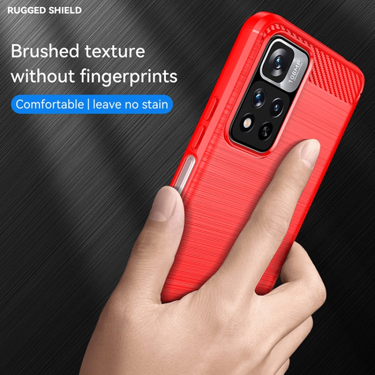 For Xiaomi Redmi Note 11 Pro / Note 11 Pro+ Brushed Texture Carbon Fiber TPU Case
