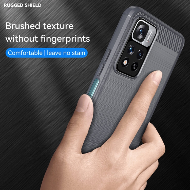 For Xiaomi Redmi Note 11 Pro / Note 11 Pro+ Brushed Texture Carbon Fiber TPU Case