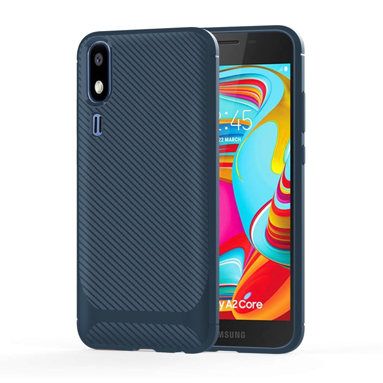 For Galaxy A2 Core Carbon Fiber Texture Shockproof TPU Protective Case