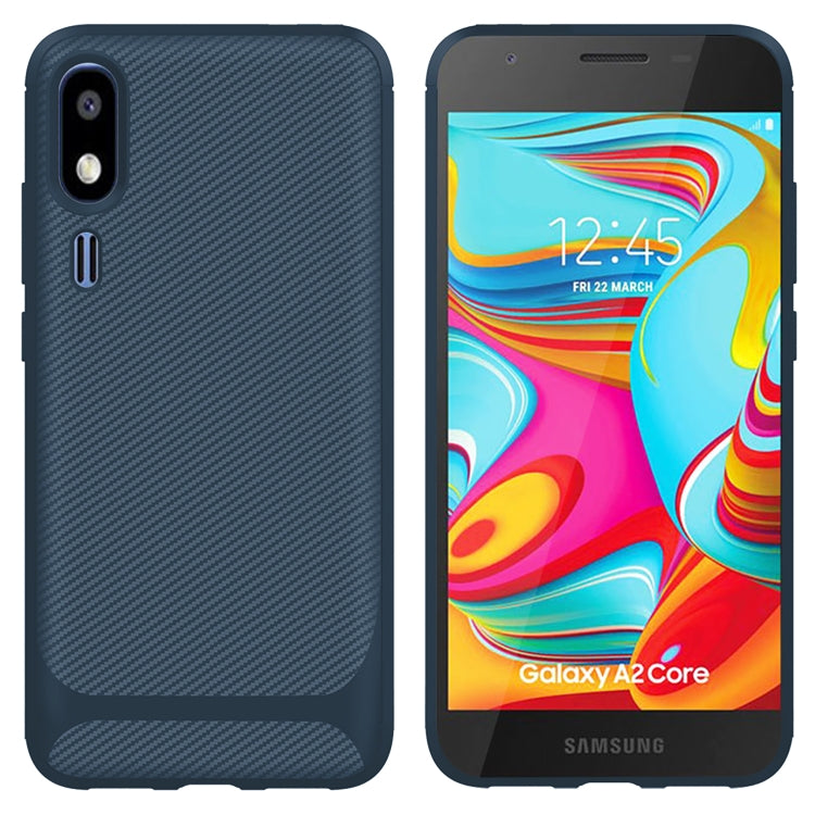 For Galaxy A2 Core Carbon Fiber Texture Shockproof TPU Protective Case