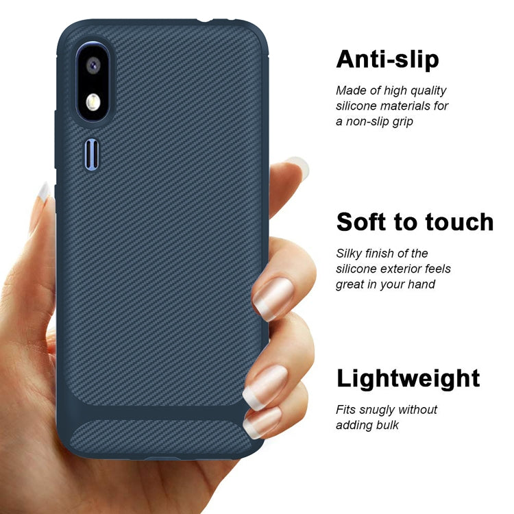 For Galaxy A2 Core Carbon Fiber Texture Shockproof TPU Protective Case