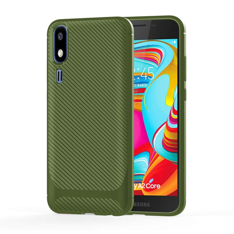 For Galaxy A2 Core Carbon Fiber Texture Shockproof TPU Protective Case