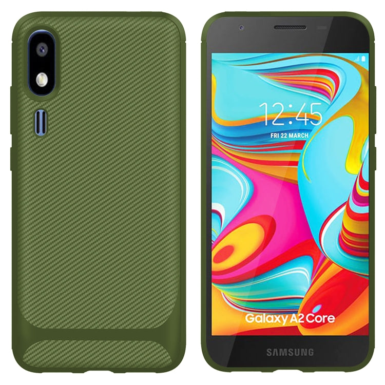 For Galaxy A2 Core Carbon Fiber Texture Shockproof TPU Protective Case