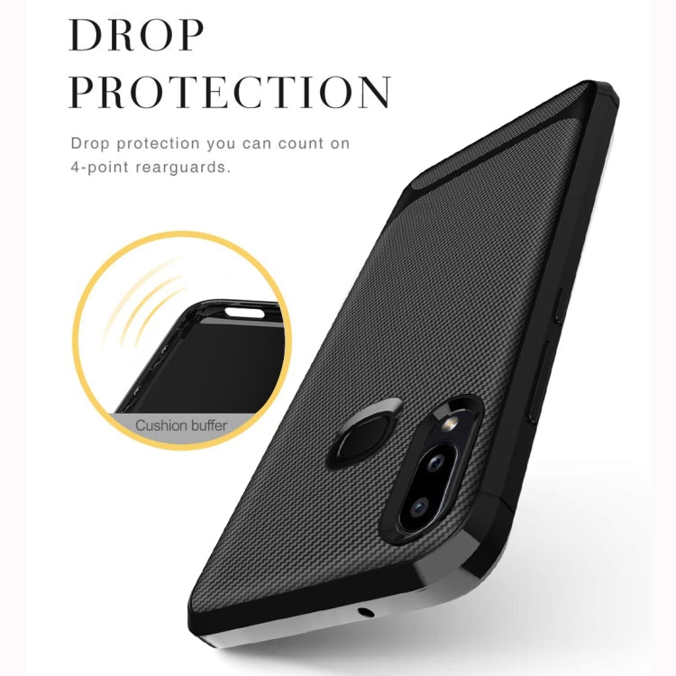 For Galaxy A20 Carbon Fiber Texture Shockproof TPU Protective Case