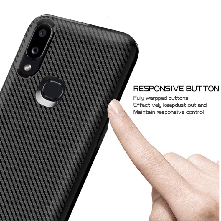 For Galaxy A20 Carbon Fiber Texture Shockproof TPU Protective Case