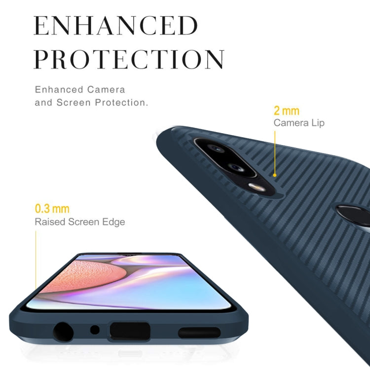 For Galaxy A20 Carbon Fiber Texture Shockproof TPU Protective Case
