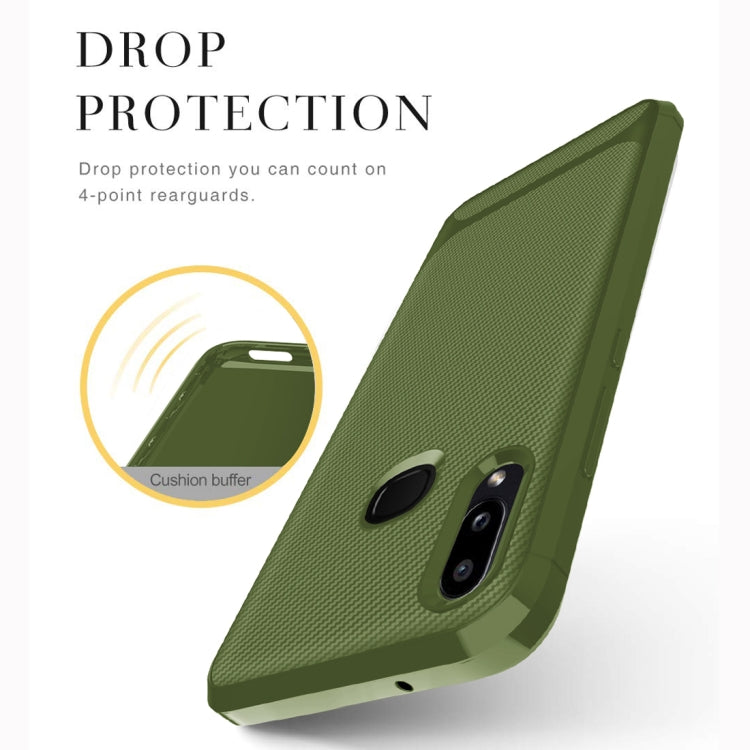 For Galaxy A20 Carbon Fiber Texture Shockproof TPU Protective Case
