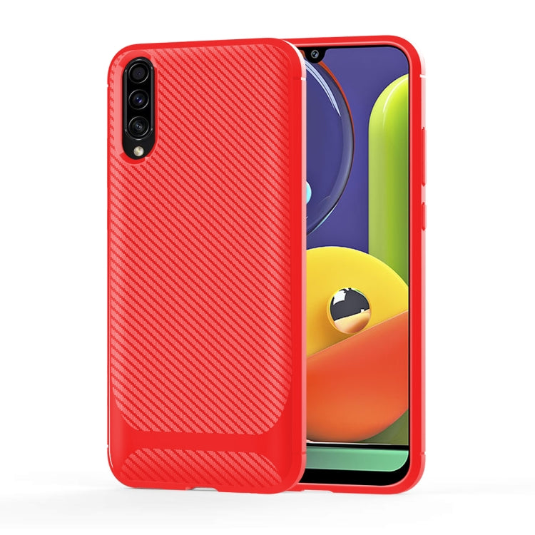 For Galaxy A50s / A30s Carbon Fiber Texture Shockproof TPU Protective Case
