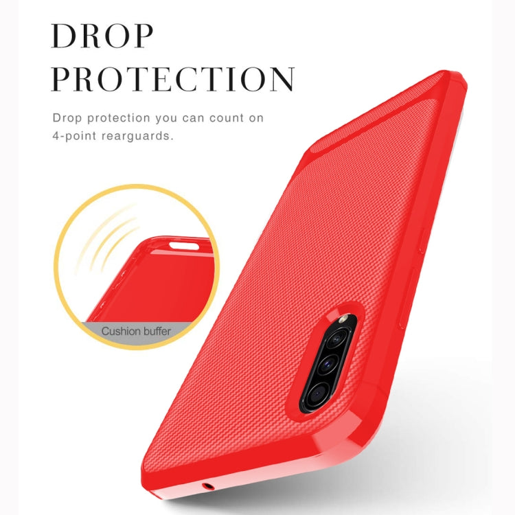 For Galaxy A50s / A30s Carbon Fiber Texture Shockproof TPU Protective Case