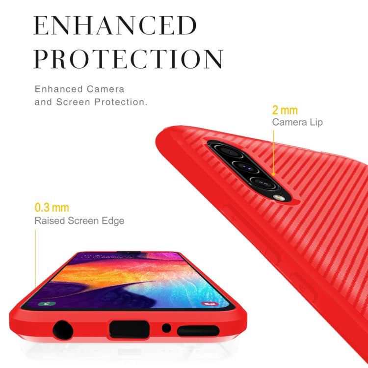 For Galaxy A50s / A30s Carbon Fiber Texture Shockproof TPU Protective Case