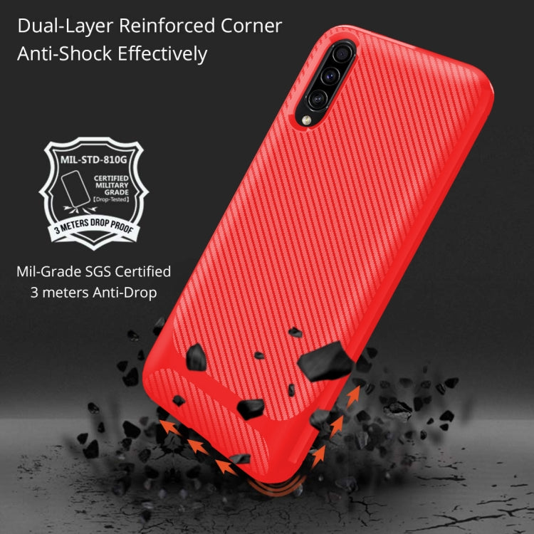 For Galaxy A50s / A30s Carbon Fiber Texture Shockproof TPU Protective Case