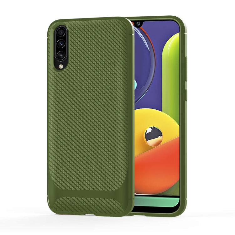For Galaxy A50s / A30s Carbon Fiber Texture Shockproof TPU Protective Case