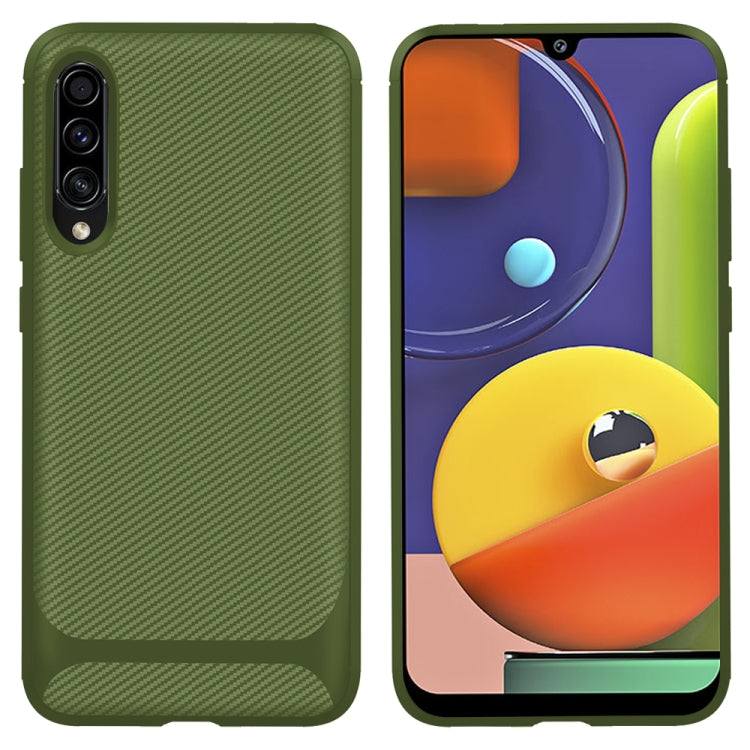 For Galaxy A50s / A30s Carbon Fiber Texture Shockproof TPU Protective Case