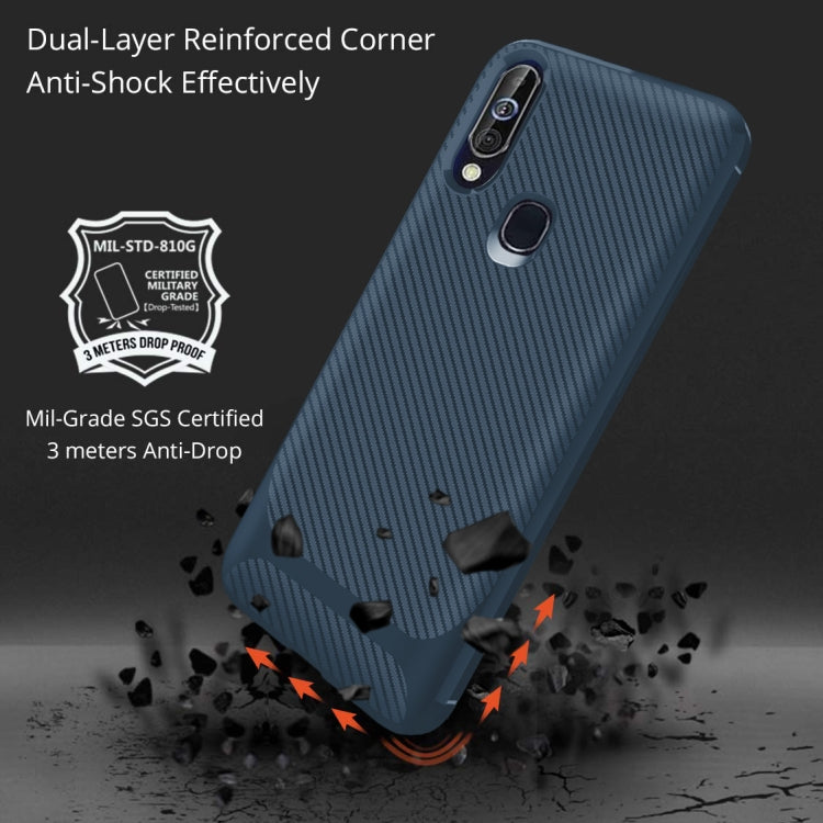 For Galaxy A60 / M40 Carbon Fiber Texture Shockproof TPU Protective Case