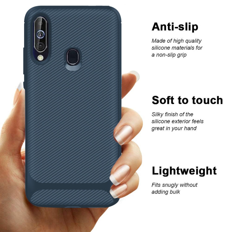 For Galaxy A60 / M40 Carbon Fiber Texture Shockproof TPU Protective Case