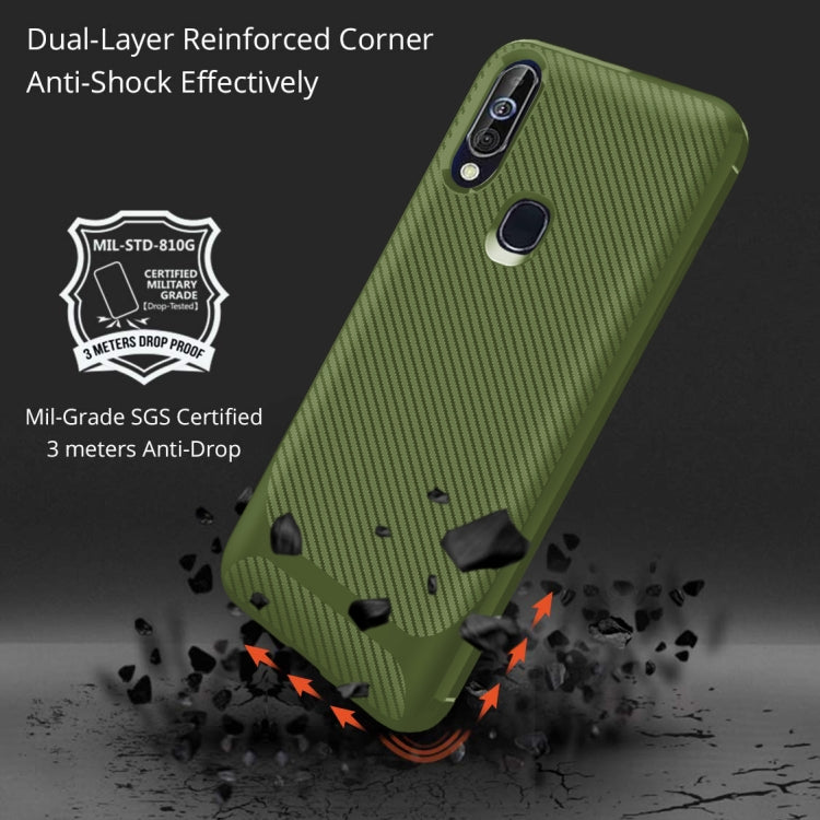 For Galaxy A60 / M40 Carbon Fiber Texture Shockproof TPU Protective Case