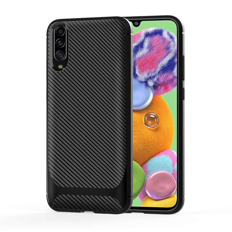 For Galaxy A90 5G Carbon Fiber Texture Shockproof TPU Protective Case