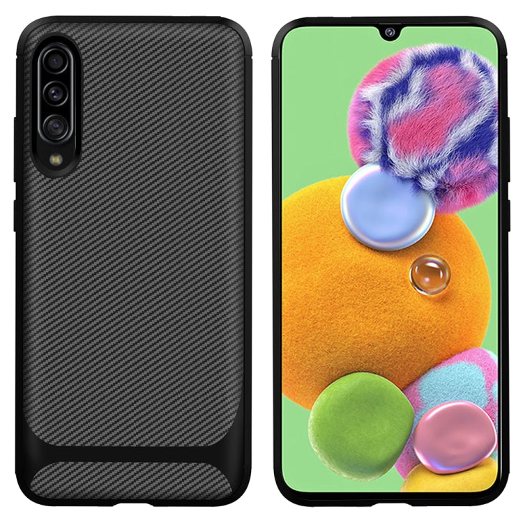 For Galaxy A90 5G Carbon Fiber Texture Shockproof TPU Protective Case