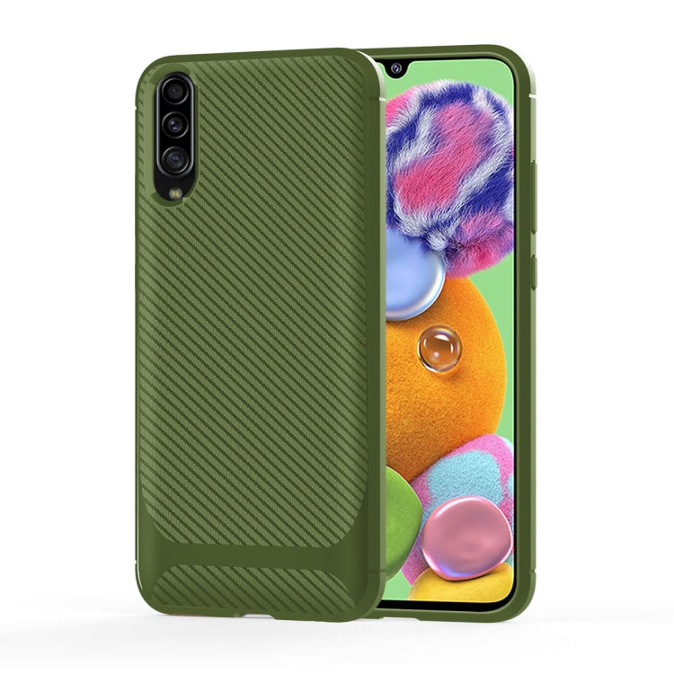 For Galaxy A90 5G Carbon Fiber Texture Shockproof TPU Protective Case