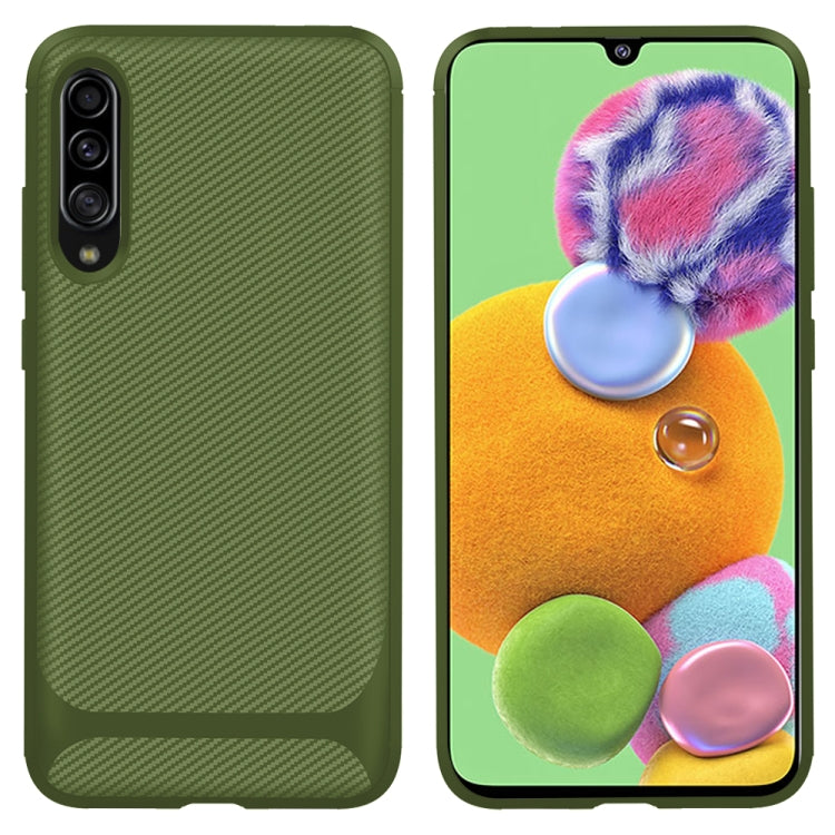For Galaxy A90 5G Carbon Fiber Texture Shockproof TPU Protective Case