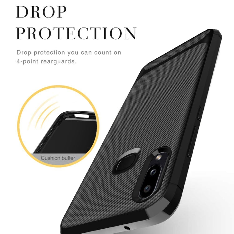 For Galaxy M20 Carbon Fiber Texture Shockproof TPU Protective Case